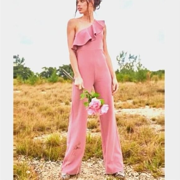 NWOT Altar'd State Embry Black Wide Leg Jumpsuit Ruffle Off Shoulder - Large - Picture 3 of 16